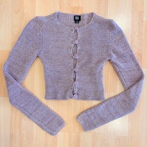 Urban Outfitters | Purple Space-Dye Knit Cut-Out Long sleeve Crop Top